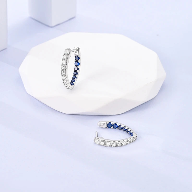 Creolen Original 925 Sterling Silber Blaues Sternenlicht Kristall Feuerdrache Schmetterling Ohrringe Für Frauen Party Hochzeit Schmuck