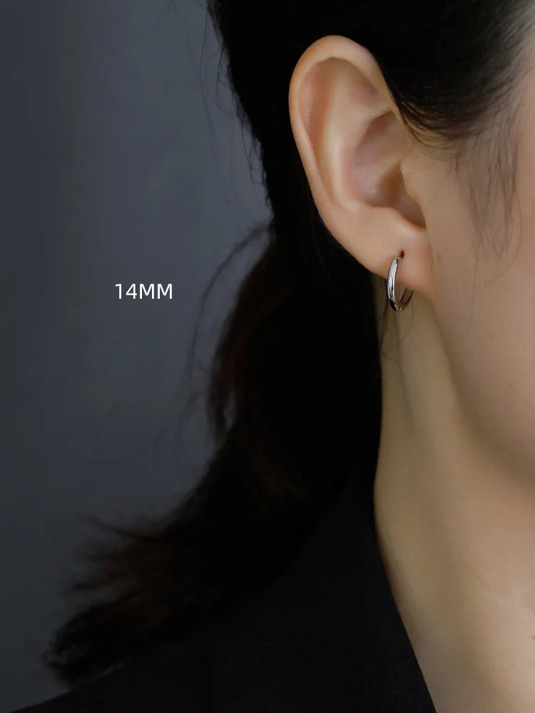 SOFTPIG Echtes 925er Sterlingsilber, 18 Karat Gold, 10/12/14/18 mm, runde Creolen für Damen, edler Schmuck, minimalistische Accessoires