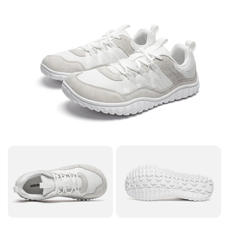 HOBIBEAR Unisex-Sneaker mit breiter Zehenpartie, atmungsaktive Mesh-Wanderschuhe, rutschfeste Schnür-Sneaker