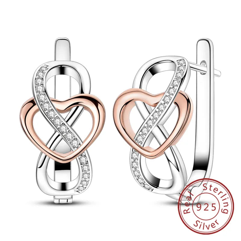 Damen-Ohrringe, 925er-Sterlingsilber, Creolen, Herz, Zirkon, Stern-Tropfenohrringe für Damen, Mode, Party, Geburtstag, Schmuck, Geschenke