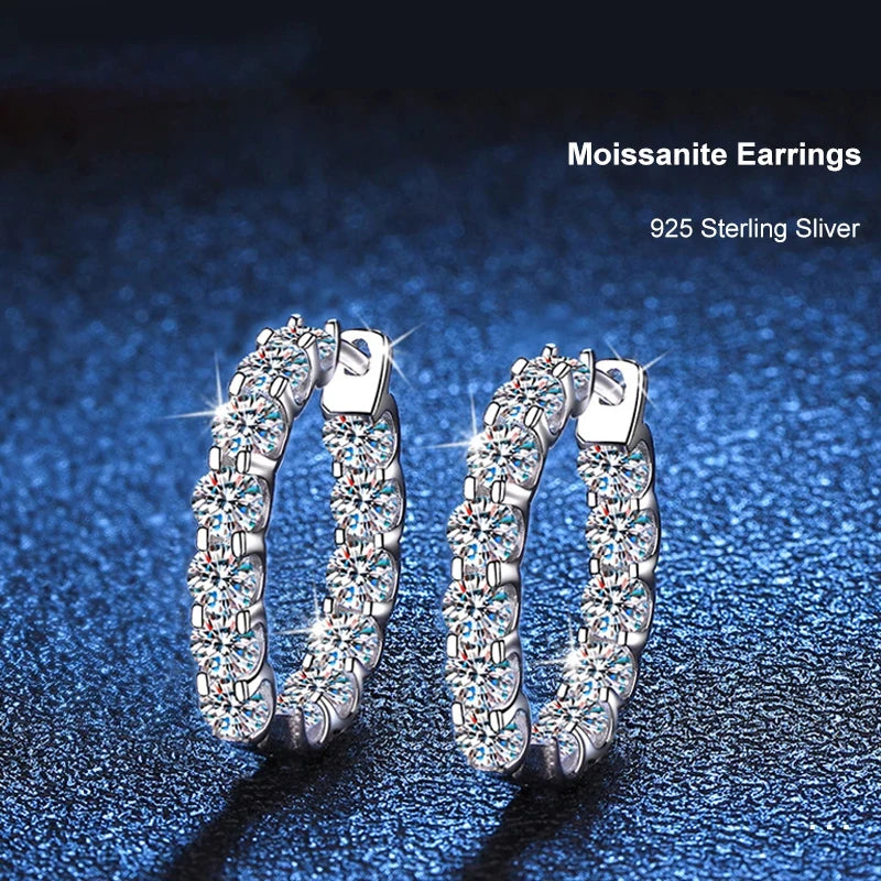 2,6 CT D Farbe Moissanit Creolen 925 Sterling Silber vergoldet mit 18 Karat Gold Ohrringe für Frauen Funkelnder Partyschmuck