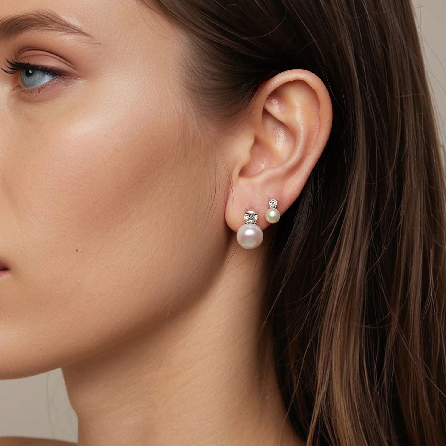 WOSTU 1 CT Moissanit Natürliche Perle Ohrstecker Labor Diamant 925 Sterling Silber Anhänger Frauen Hochzeit Set Valentinstag Geschenk