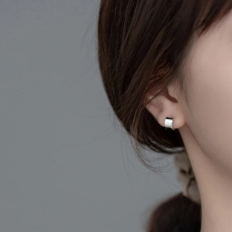 INZATT Creolen aus echtem 925er-Sterlingsilber, 5 mm breite Oberfläche, für Damen, klassischer feiner Schmuck, minimalistische Accessoires