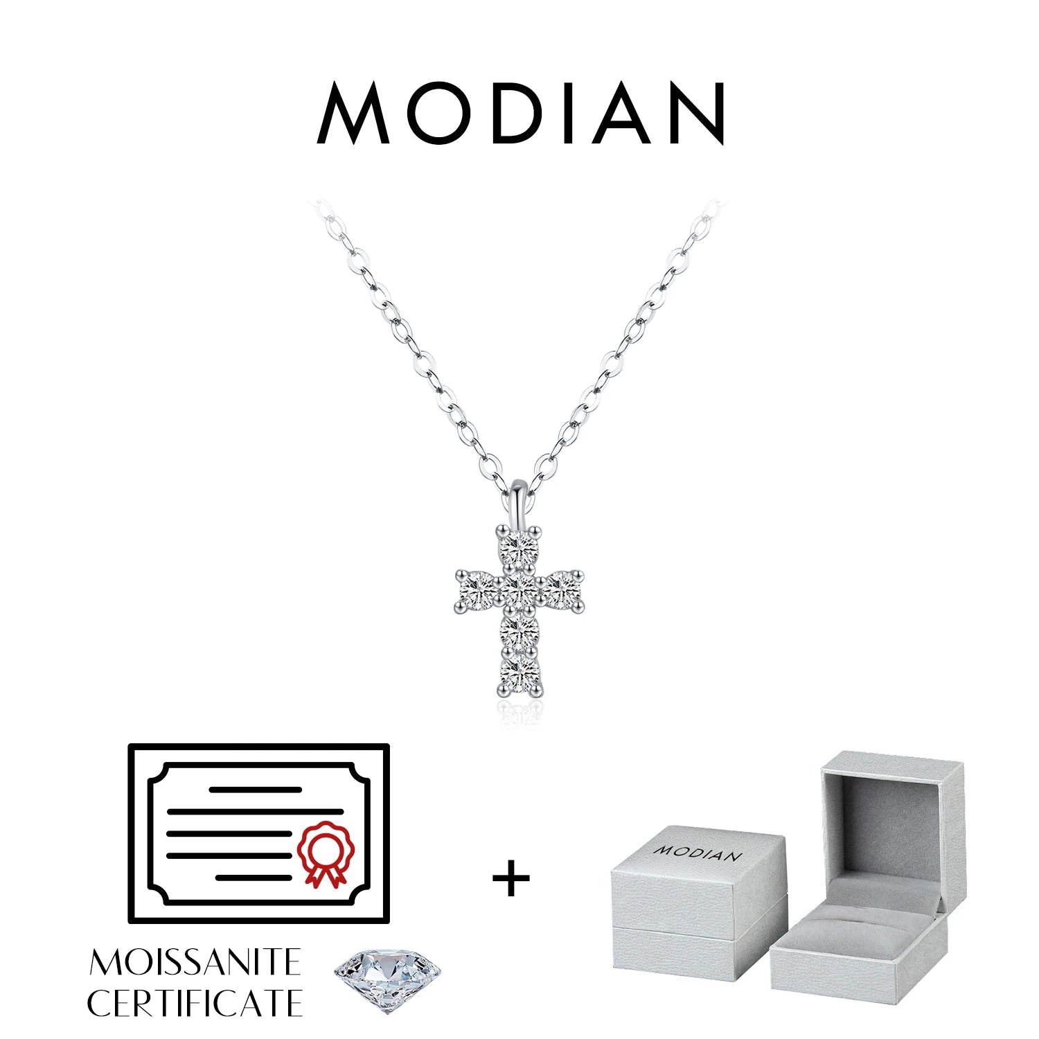 MODIAN D Farbe Moissanit 925 Sterling Silber Stapelbare Anhänger Halsketten Labor Diamant Link Kette Schmuck Für Frauen Luxus Geschenk