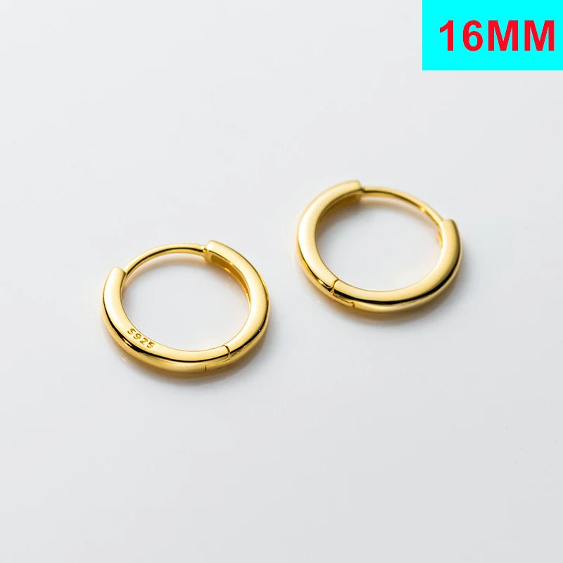 Inzatt echtes 925er Sterling silber 10/12/14/16/18mm runde Creolen für Damen klassischer edler Schmuck geometrische Accessoires