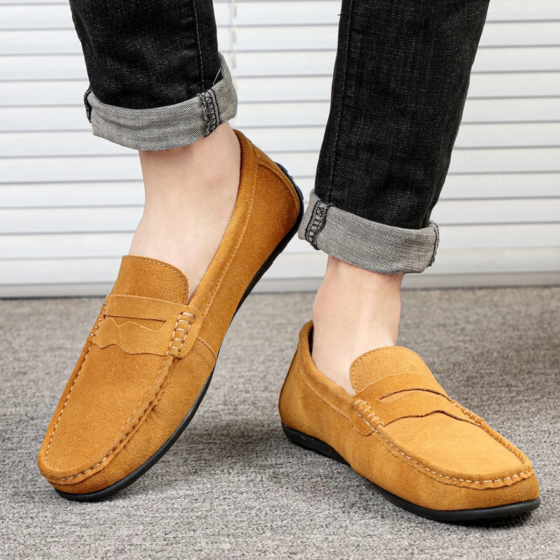 Männer Casual Schuhe Mode Männer Schuhe Handgemachte Wildleder Echtes Leder Herren Loafer Mokassins Slip Auf männer Wohnungen Männlich Fahren Schuhe