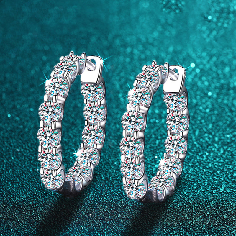 2,6 CT D Farbe Moissanit Creolen 925 Sterling Silber vergoldet mit 18 Karat Gold Ohrringe für Frauen Funkelnder Partyschmuck