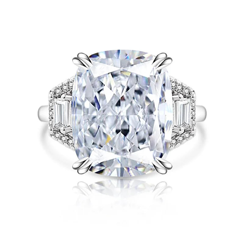 925er Silber Kristall-Zirkon Ring Quadratisch