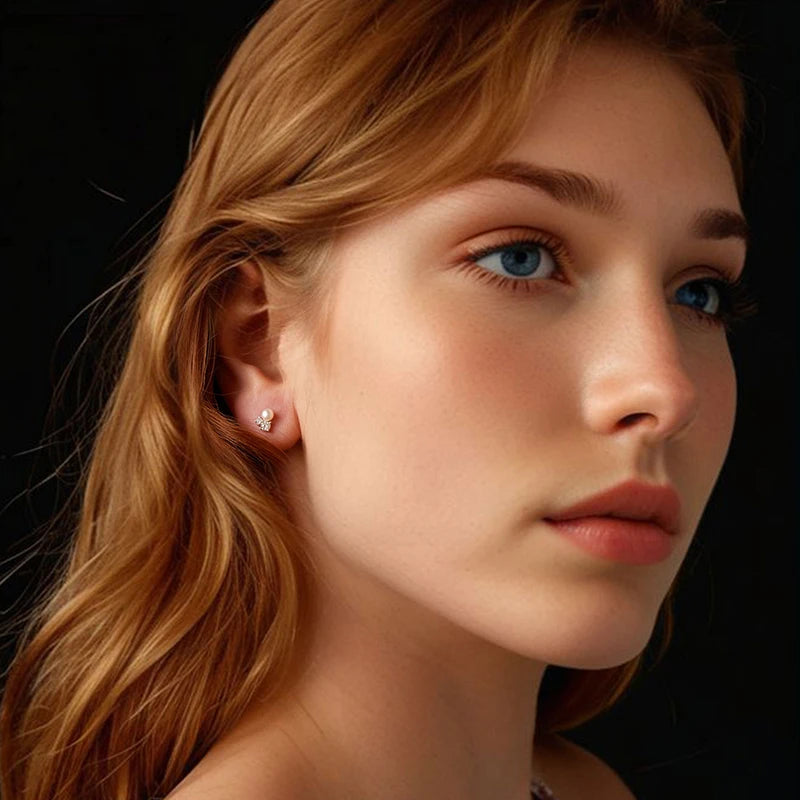 Bamoer U Moissanit-Ohrstecker, natürliche Süßwasserperlen-Ohrringe, Original für Damen, Luxus-Schmuck, Geschenk, 925er Sterlingsilber