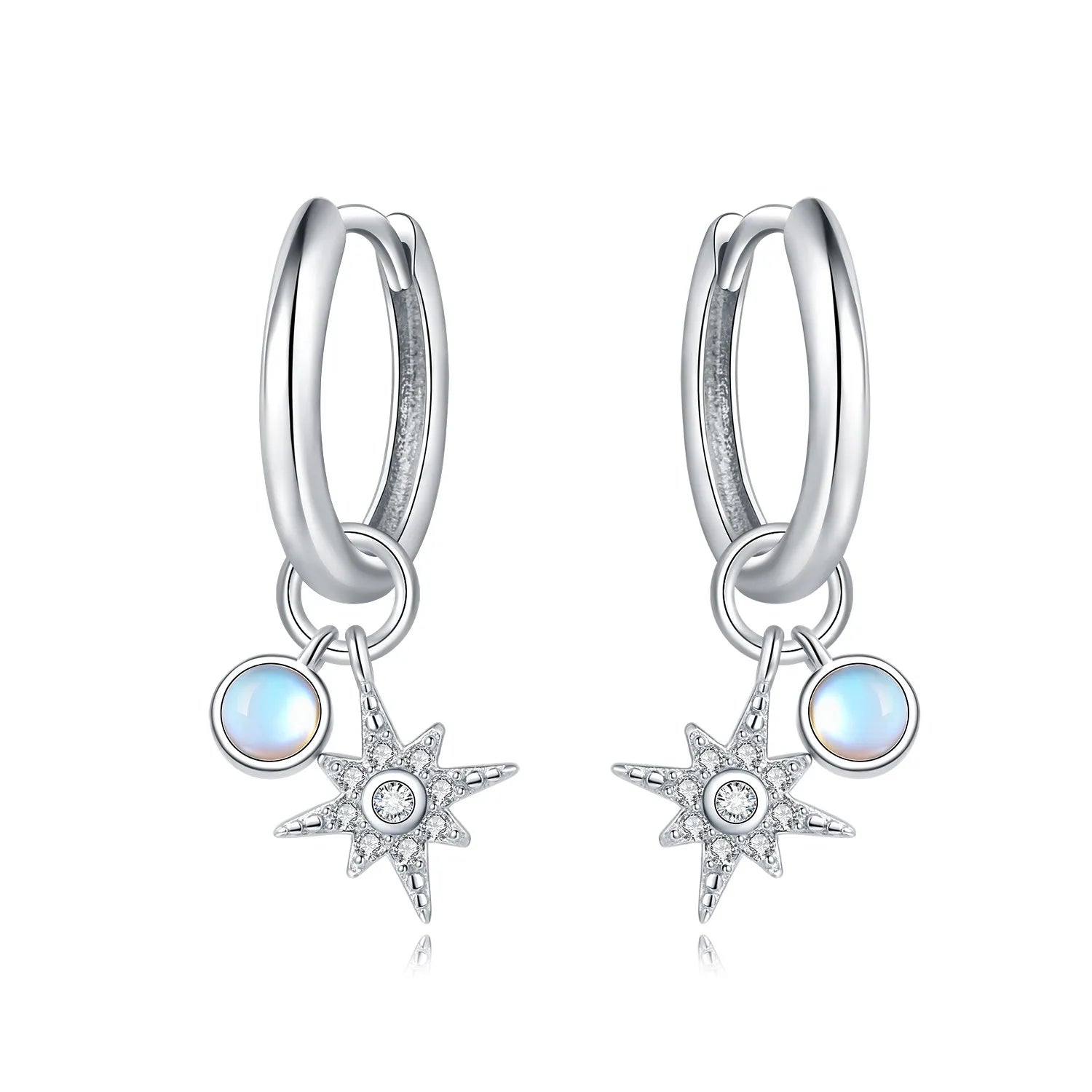 Ohrringe aus 925er-Sterlingsilber, geheimnisvoller Stern, Mond, Schmuck, vielseitige Creolen für Frauen, Schmuck, Geburtstagsfeier, feine Geschenke