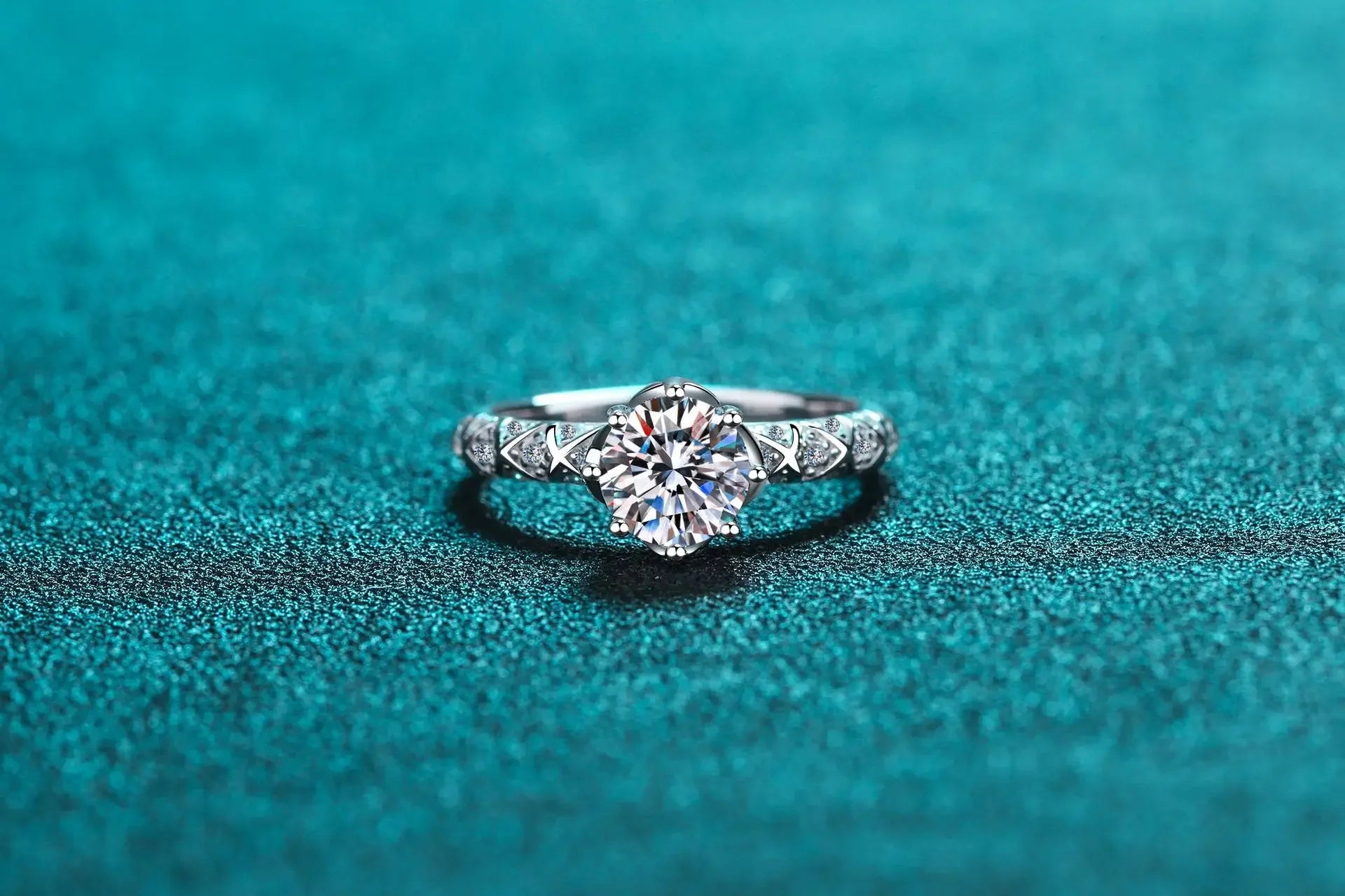 Moissanit-Ring 1ct Damen – Weißgold vergoldet