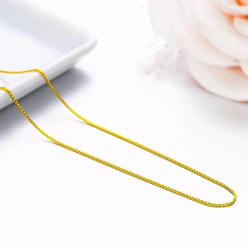 35-80cm 0,65mm Dünne Echt 925 Sterling Silber Gold Farbe Box Kette Halskette Frauen Kinder Mädchen Kinder herren Schmuck Kolye Collares