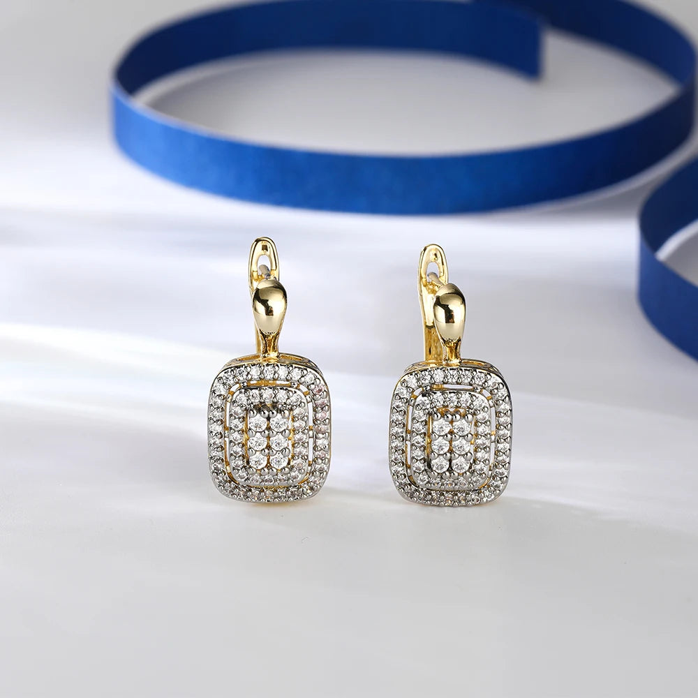 Zweifarbige Elegante Quadrat-Ohrringe