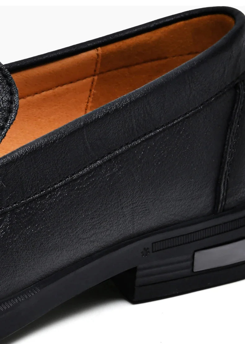 Echt leder Slip on Slipper Männer formelle Kleid Schuhe Büro fahren Hochzeits feier Mocasines Hombre große Größe Freizeit schuhe