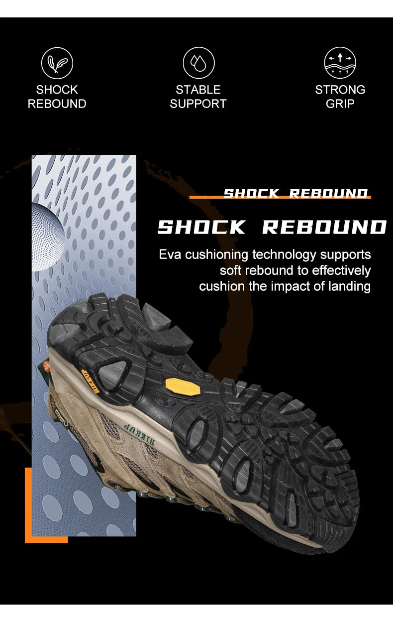 HIKEUP Turnschuhe für Männer Wanderschuhe Leder Trekking Stiefel Frauen Camping Jagd Herren Berg Taktische Stiefeletten Laufen Sneaker