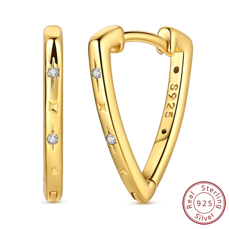 Neue Creolen aus 925er-Sterlingsilber, Gold, Gold, funkelnde Sonne, Mond, Stern, Ohrringe, Ohrstecker, Tropfen für Frauen, Mädchen, Party, edler Schmuck, Geschenk