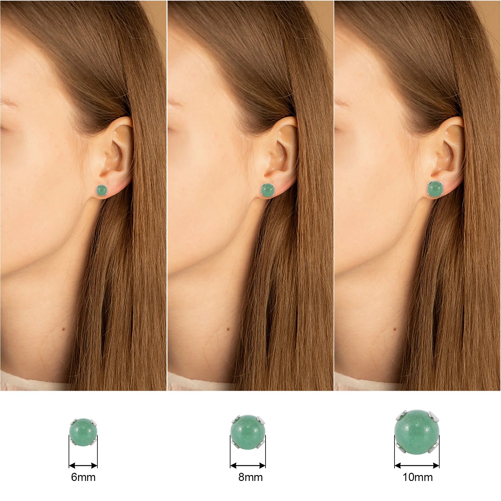 12 Paar Kugel-Ohrstecker mit natürlichen Edelsteinperlen, Ohrstecker aus Edelstahl mit Tigerauge, Rosenquarz, Achat, Onyx, Malachit-Stein