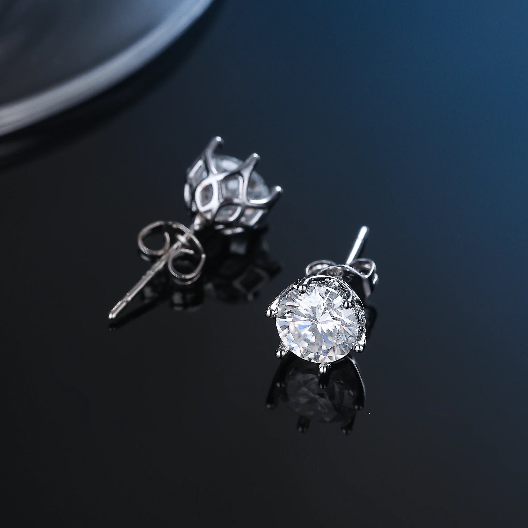 100 % echtes Sterlingsilber S925 Moissanit Ohrringe Ohrstecker mit 2 Zertifikaten D VVS1 Pass Diamant Teststift für Frauen Männer Schmuck