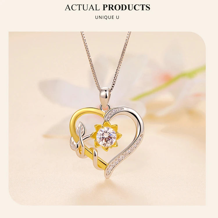 Bamoer U D Farbe VVS1 EX 1,0 CT Moissanite Halskette Herz Anhänger Goldene Blume Box Kette S925 Original Design Valentine geschenk