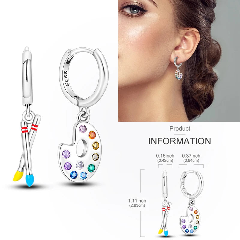 Creolen aus 925er-Sterlingsilber, Mond, Sonne, Original-Ohrring, Anhänger, Zirkon, Herzform, Stern-Ohrring, für Frauen und Mädchen, zur Herstellung von Schmuck