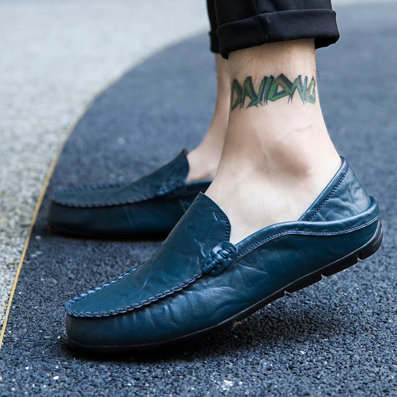 Männer Schuhe Casual Echtes Leder Herren Loafer Mokassins Designer Slip auf Boot Schuhe Hohe Qualität Chaussure Homme Plus Größe 37-47