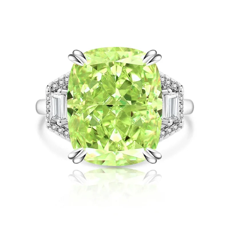 925er Silber Kristall-Zirkon Ring Quadratisch