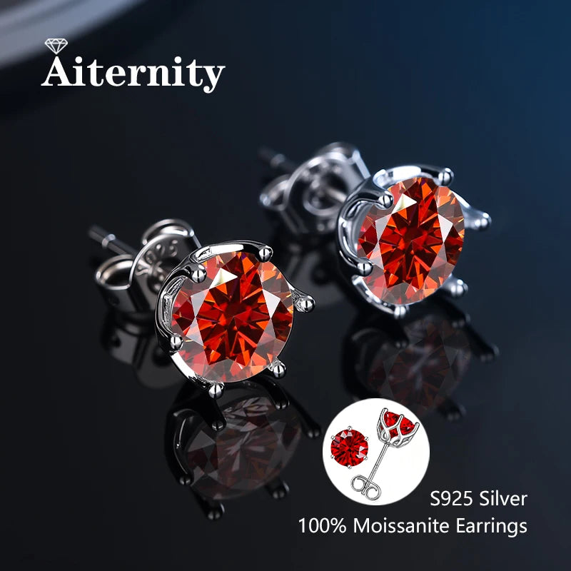 Moissanit-Ohrstecker mit 2 Zertifikaten, Diamant-Tester-Stift für Männer und Frauen, 925er Silber, 18 Karat vergoldet, Hochzeits-Edelstein