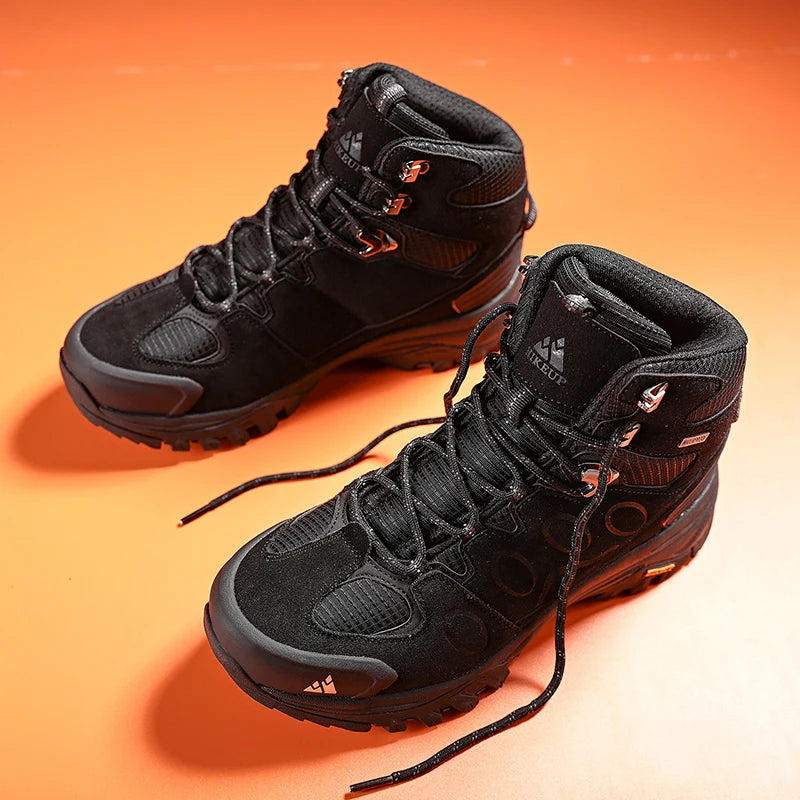 HIKEUP High-Top Männer Wanderschuhe Winter Outdoor Schuhe Schnüren Rutschfeste Sport Casual Trekking Stiefel Mann Wildleder warme Schuhe