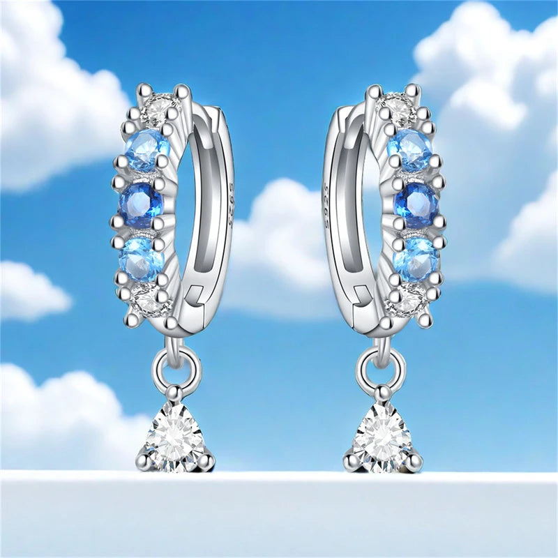 925er-Sterlingsilber, ein Paar farbige Herz-Ohrringe, passend für Original-Charms, Creolen für Frauen und Mädchen, Ohrstecker, edler Schmuck