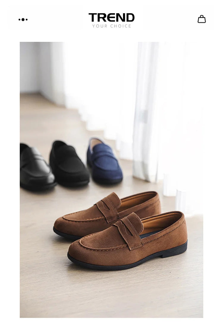 Herbst Wildleder Loafer Mann Große Größe 45 Komfort Slip-on Casual Schuhe Männer Wohnungen Retro Braun Mokassins Für Männer zapatos de hombre