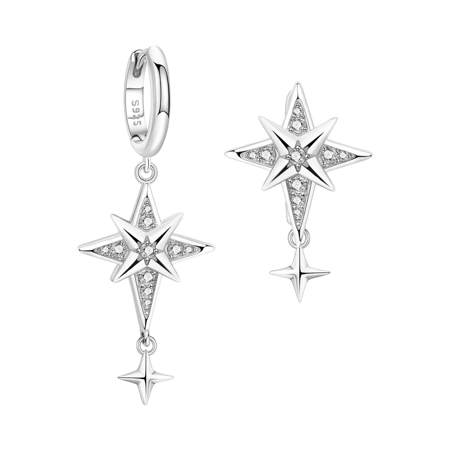 Ohrringe aus 925er-Sterlingsilber, geheimnisvoller Stern, Mond, Schmuck, vielseitige Creolen für Frauen, Schmuck, Geburtstagsfeier, feine Geschenke