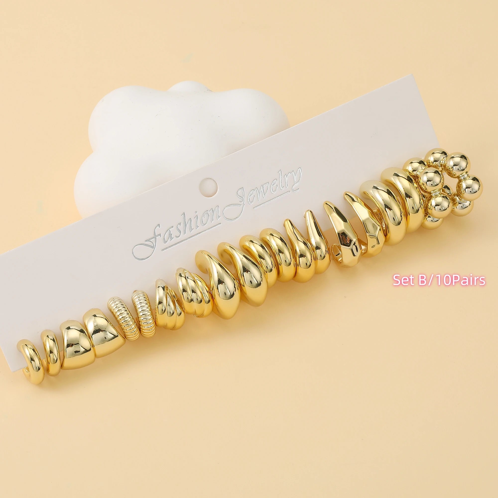 6 PAARE – 36 PAARE Trendiges goldenes C-förmiges Wassertropfen-Ohrring-Set mit Gewinde, mit innovativem Design, tägliche Bedürfnisse für Frauen