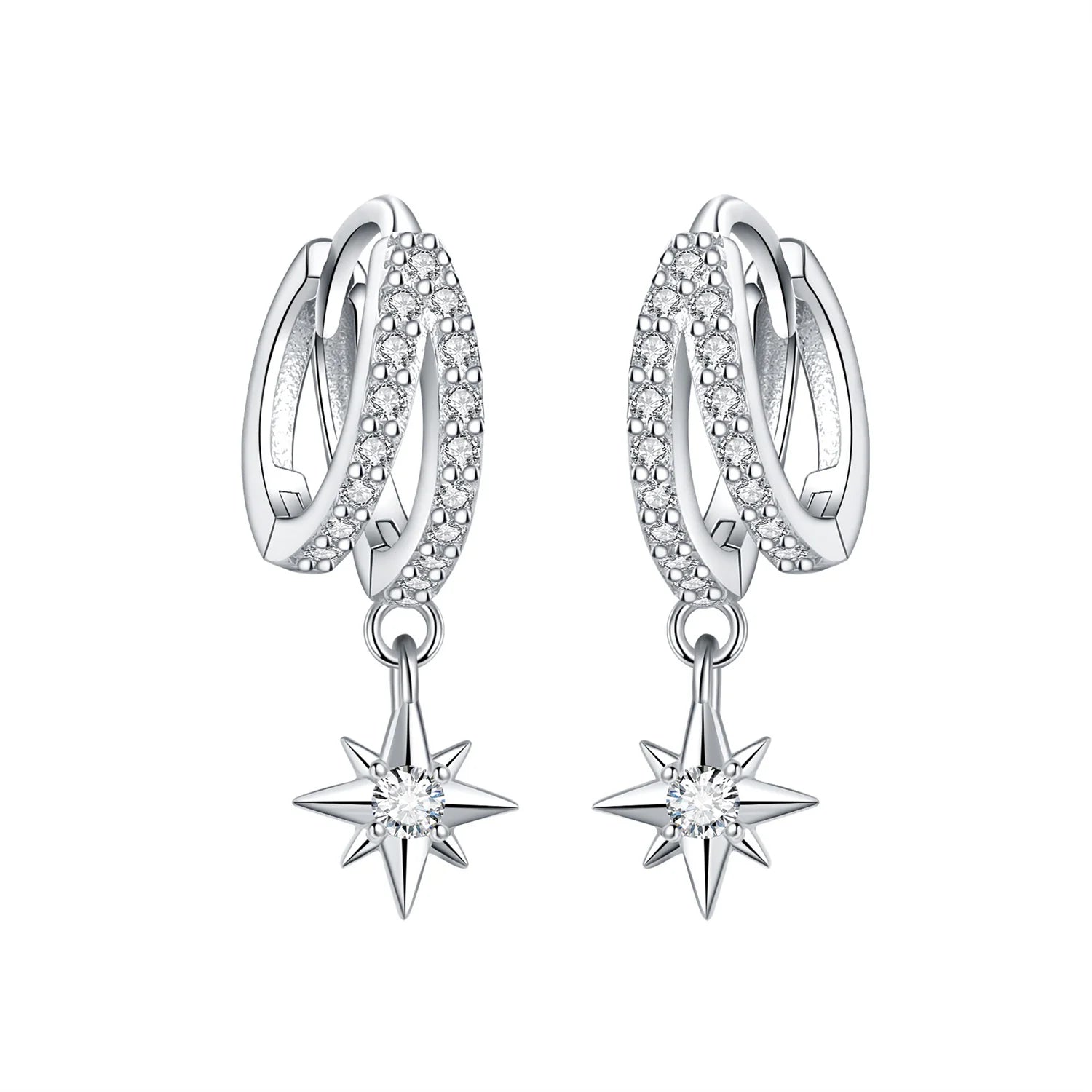 Ohrringe aus 925er-Sterlingsilber, geheimnisvoller Stern, Mond, Schmuck, vielseitige Creolen für Frauen, Schmuck, Geburtstagsfeier, feine Geschenke