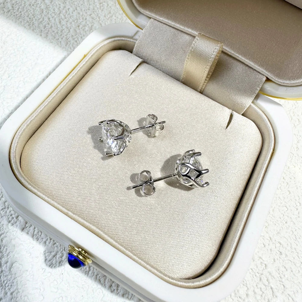 JoyceJelly 1/2/4CT VVS D Farbe Moissanit Russische Cut 8H8A Labor Diamant Stud Ohrringe Für Frauen S925 Sterling silber Edlen Schmuck