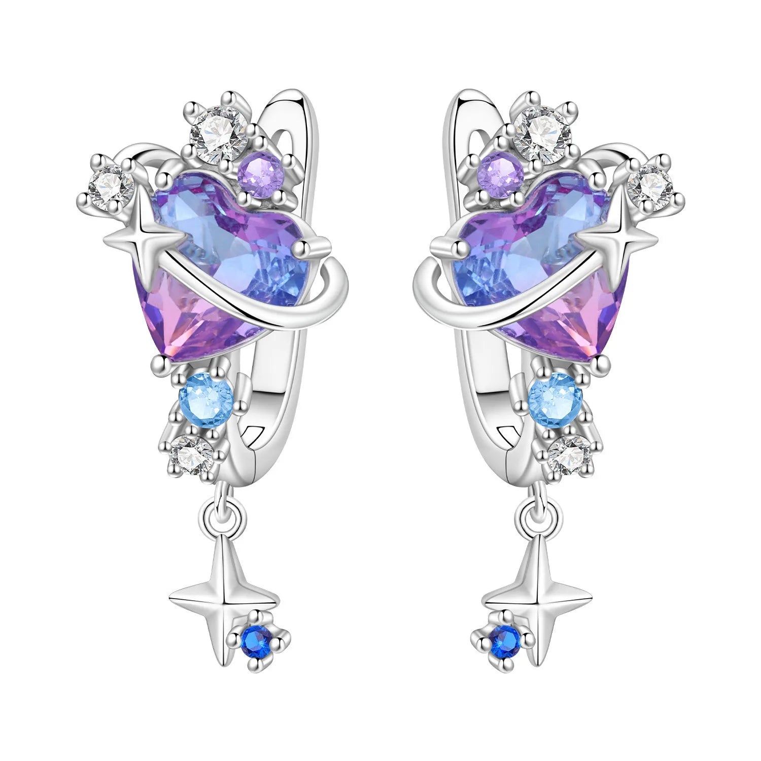 Ohrringe aus 925er-Sterlingsilber, geheimnisvoller Stern, Mond, Schmuck, vielseitige Creolen für Frauen, Schmuck, Geburtstagsfeier, feine Geschenke