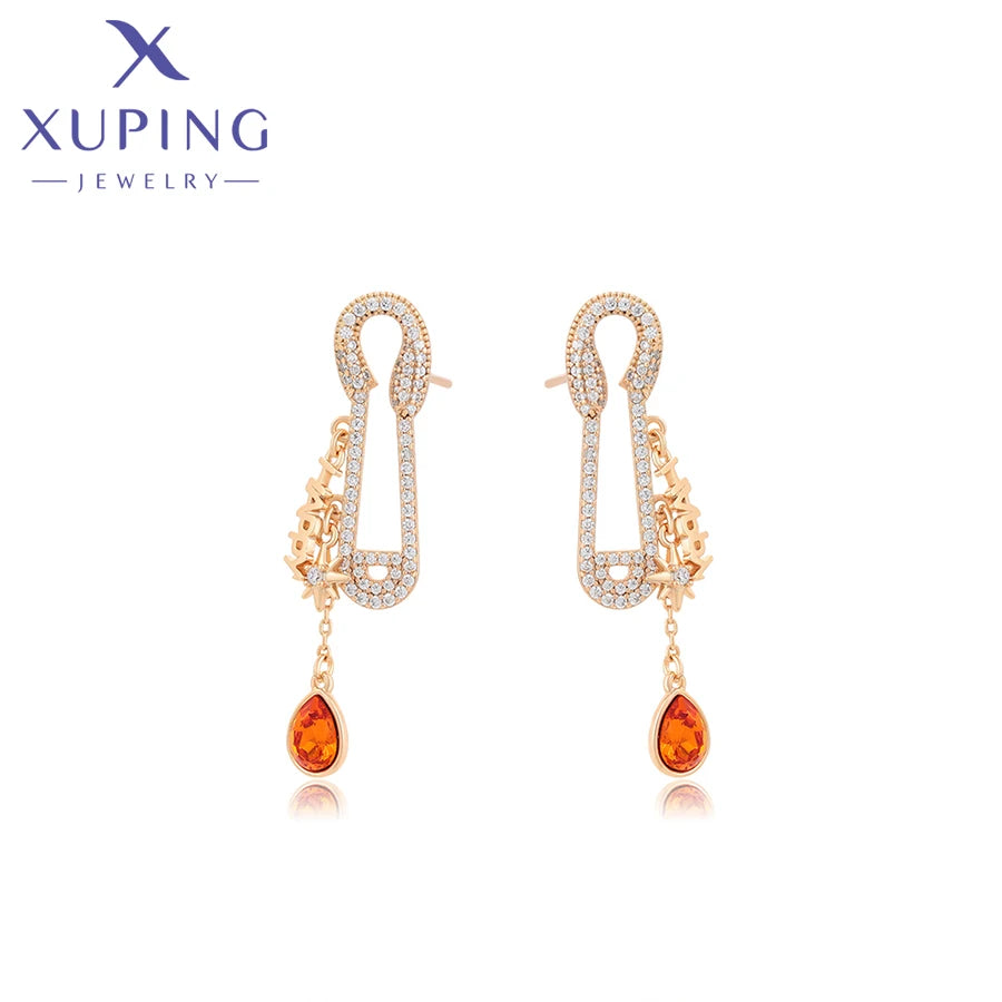 Xuping Jewelry Store Neuankömmling Kupferlegierung Charm vergoldet schöne Kristallohrringe für Frauen Mädchen Schmuck Geburtstagsfeier