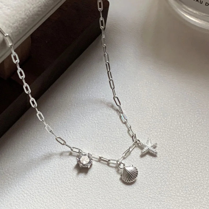 Halskette aus 925er-Sterlingsilber, schwarze Perlen, quadratisch, unregelmäßig, Punk, geometrisch, für Frauen und Mädchen, Schmuck, Geschenk, Dropshipping, Großhandel