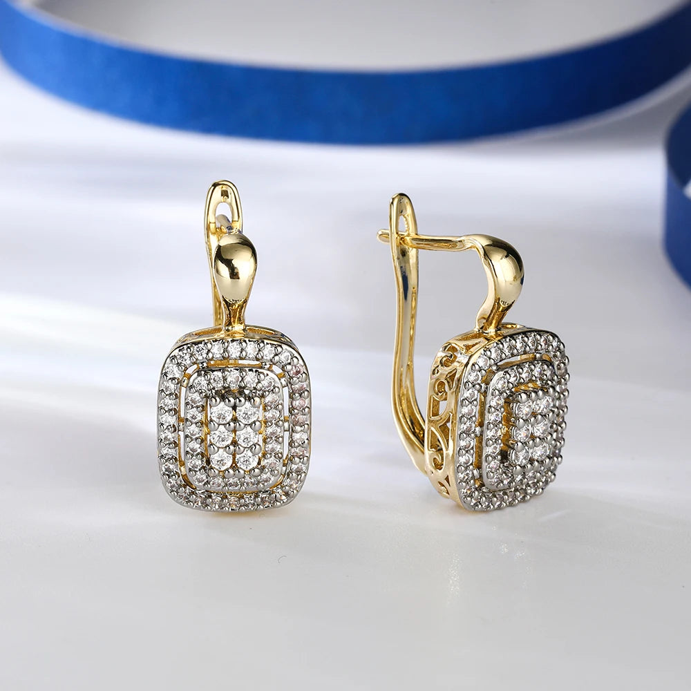 Zweifarbige Elegante Quadrat-Ohrringe