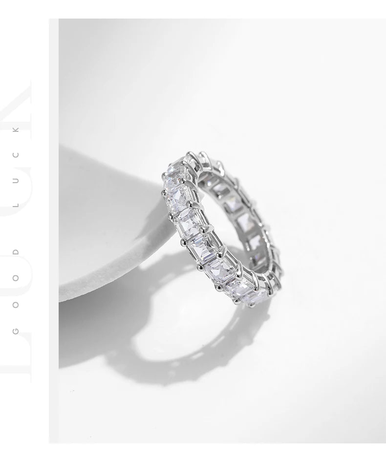 925er Sterling Silber Smaragd-Zirkon Ring Damen